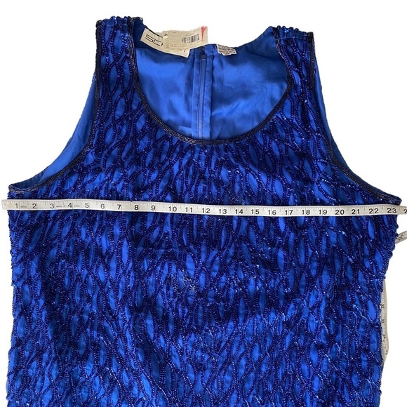 Scala Vintage Silk & Sequin Royal/Cobalt Blue Sleeveless Cocktail Dress Size 2X - Picture 6 of 16